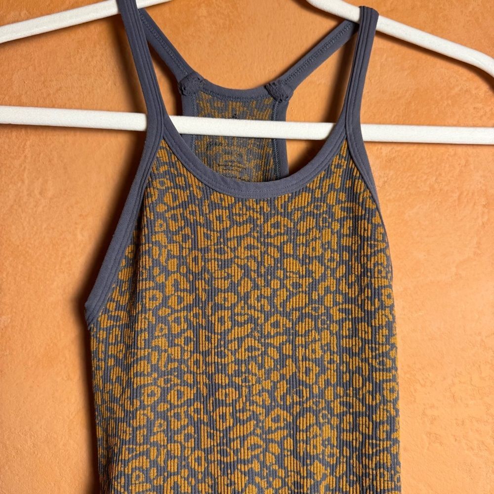 Free People Movement Leopard Print Ribbed Racerback Jumpsuit XS/S - Picture 2 of 8